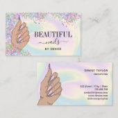 Nagelstudio Frau Handholograph Nägel Techniker Visitenkarte (Vorne/Hinten)