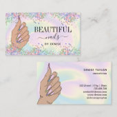 Nagelstudio Frau Handholograph Nägel Techniker Visitenkarte (Vorne/Hinten)