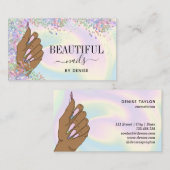 Nagelstudio Frau Handholograph Nägel Techniker Visitenkarte (Vorne/Hinten)