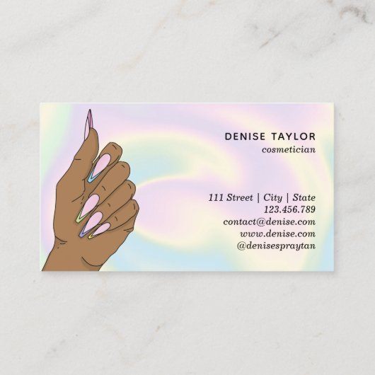 Nagelstudio Frau Handholograph Nägel Techniker Visitenkarte (Rückseite)