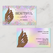 Nagelstudio Frau Handholograph Nägel Techniker Visitenkarte (Vorne/Hinten)