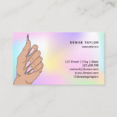 Nagelstudio Frau Handholograph Nägel Techniker Visitenkarte (Rückseite)
