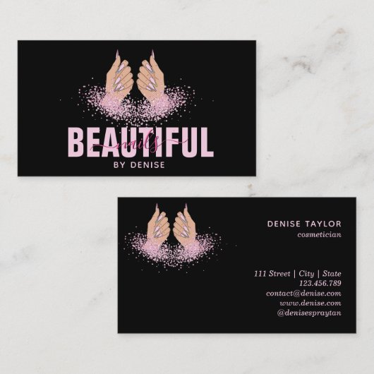 Nagelstudio Frau Handholograph Nägel Techniker Visitenkarte (Vorne/Hinten)