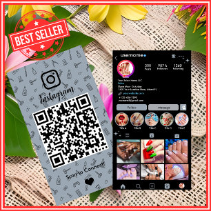 Nagelstudio Instagram Dusty Blue Social Media QR Visitenkarte