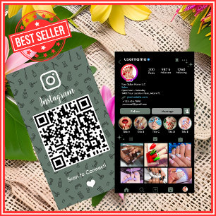Nagelstudio Instagram Sage Green   Social Media QR Visitenkarte