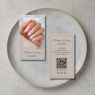 Nagelstudio Maniküre QR Beige Visitenkarte