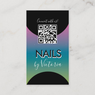 Nagelstudio-Schönheitskünstler-QR-Code-Gradient-Re Visitenkarte