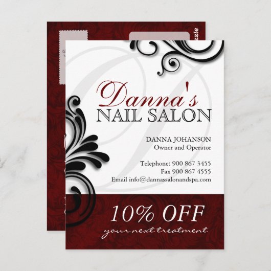 Nagelstudio und Wellness-Center Werbung Postkarte (Vorne/Hinten)