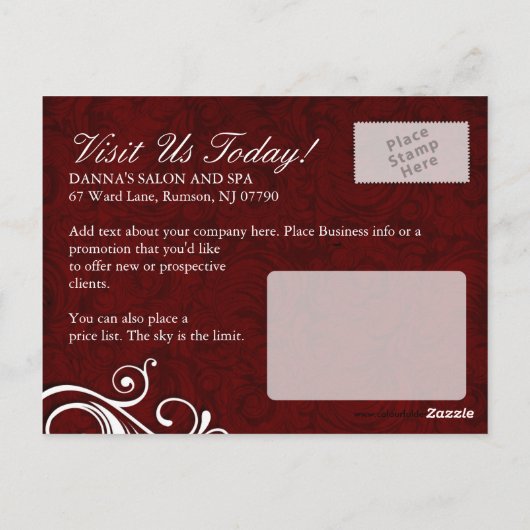 Nagelstudio und Wellness-Center Werbung Postkarte (Rückseite)