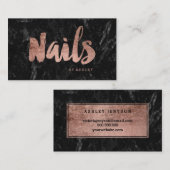 Nagelt Chic-Rosengoldtypographieschwarzmarmor Visitenkarte (Vorne/Hinten)