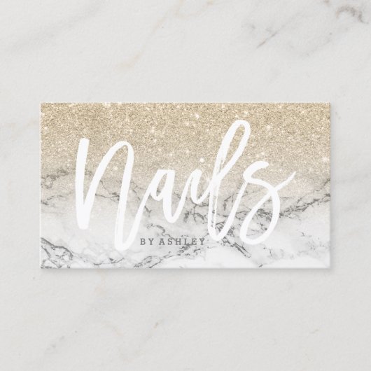 Nagelt Glittermarmor der Typografie hellen Gold Visitenkarte (Vorderseite)