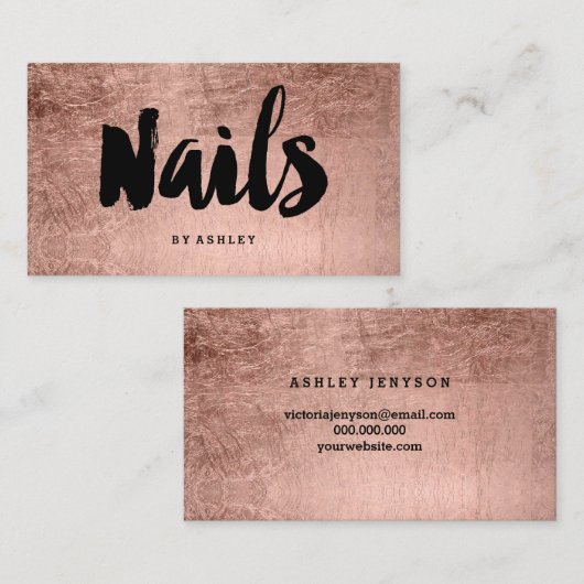 Nagelt IMITAT-Rosengold Typografie des Künstlers Visitenkarte (Vorne/Hinten)