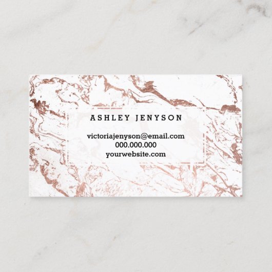 Nagelt Künstlertypographie-Rosengoldweißmarmor Visitenkarte (Rückseite)