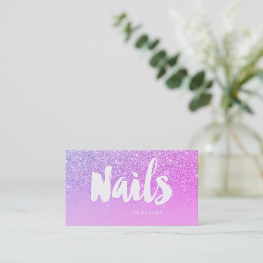 Nagelt Typografie-Rosa-Glitter des Künstlers Visitenkarte (Stehend Vorderseite)