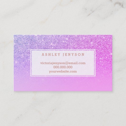 Nagelt Typografie-Rosa-Glitter des Künstlers Visitenkarte (Rückseite)