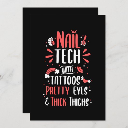 Nageltechnik mit Tattoos Einladung (Vorne/Hinten)
