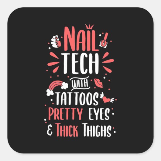 Nageltechnik mit Tattoos Quadratischer Aufkleber (Vorderseite)