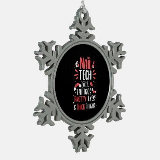 Nageltechnik mit Tattoos Schneeflocken Zinn-Ornament (Links)