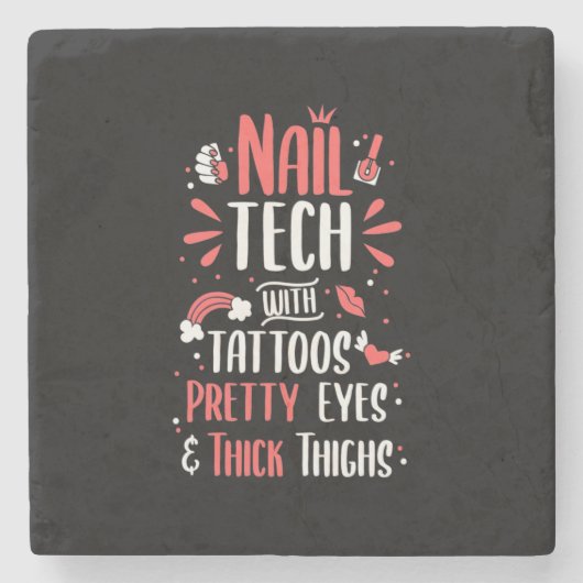Nageltechnik mit Tattoos Steinuntersetzer (Vorderseite)
