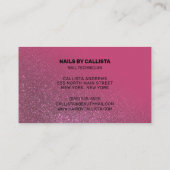Nageltechniker Berry Pink Glitzer Typografie Visitenkarte (Rückseite)