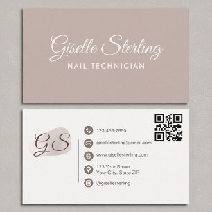 Nageltechniker blush Mauve Modern Eleganter QR Cod Visitenkarte