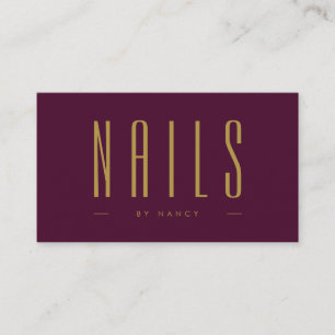 Nageltechniker Burgund und Gold modernes Nagelstud Visitenkarte