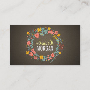 Nageltechniker - Burlap Floral Wreath Visitenkarte