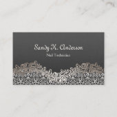 Nageltechniker - Elegant Damask Spitzen Visitenkarte (Vorderseite)