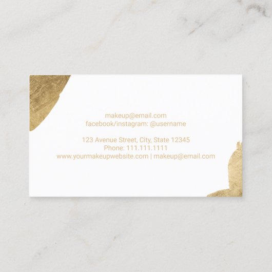 Nageltechniker, elegant goldfarbener Pinselstrich Visitenkarte (Rückseite)