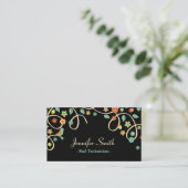 Nageltechniker - Elegant, wirl, floral Visitenkarte (Stehend Vorderseite)