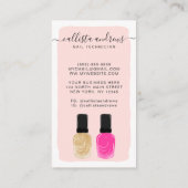 Nageltechniker Girly Pink Gold Hand Illustration Visitenkarte (Rückseite)