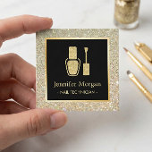 Nageltechniker Gold Glitzer Polnischer Flasche Quadratische Visitenkarte