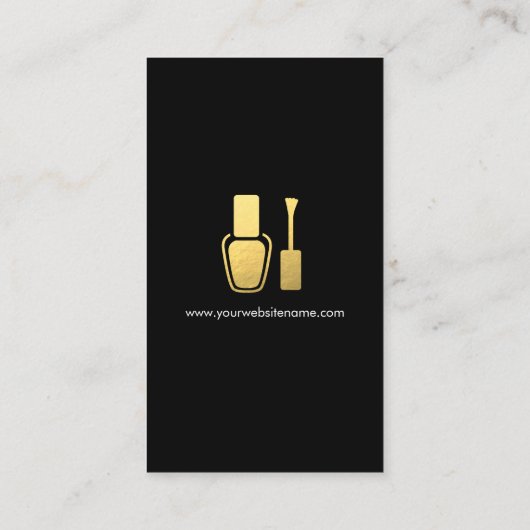 Nageltechniker Gold Polnische Flasche B&W Streifen Visitenkarte (Rückseite)