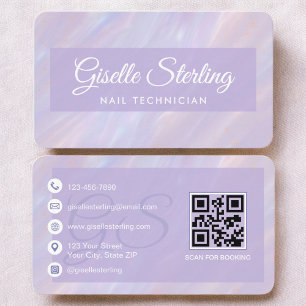 Nageltechniker Lila QR-Code Visitenkarte