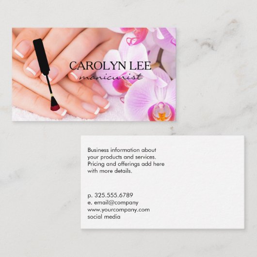 Nageltechniker | Manikarierte Hände Visitenkarte (Vorne/Hinten)