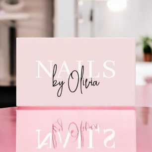 Nageltechniker Moderne Typografie Rosa Visitenkarte
