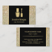 Nageltechniker Moderner Gold Glitzer Polnischer Fl Visitenkarte (Vorne/Hinten)