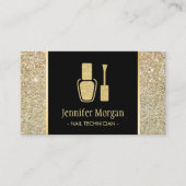Nageltechniker Moderner Gold Glitzer Polnischer Fl Visitenkarte (Vorderseite)