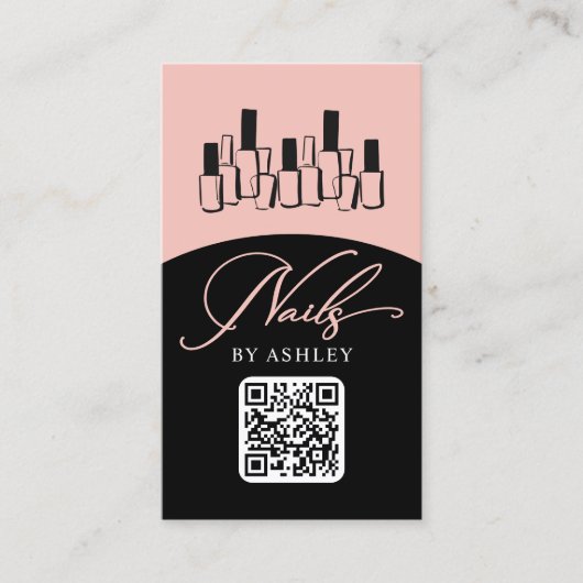 Nageltechniker Modernes QR Code Foto Visitenkarte (Vorderseite)