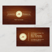 Nageltechniker - Monogramm aus Holzkörnern Visitenkarte (Vorne/Hinten)