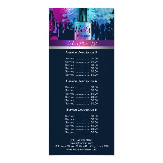 Nageltechniker Nagellack-Entwurf Werbekarte (Hinten)