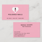 Nageltechniker Pink & Black Heart Polnische Flasch Visitenkarte (Vorne/Hinten)