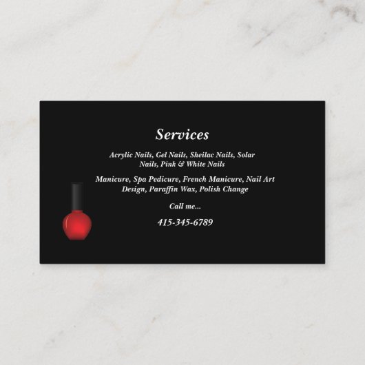 Nageltechniker Polnischer Nägel Visitenkarte (Rückseite)