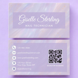 Nageltechniker QR Code Iridescent Opal Visitenkarte