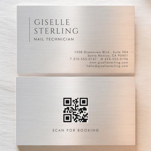 Nageltechniker-QR-Code-Metall mit Bürstenfinish Visitenkarte
