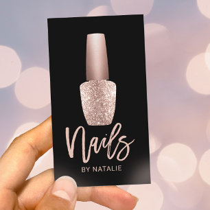 Nageltechniker Rose Gold Flasche Manicurist Salon Visitenkarte