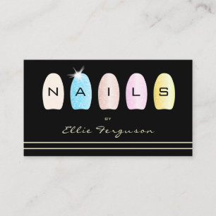 Nageltechniker Salon Glitzer Minimalistisch Gold Visitenkarte