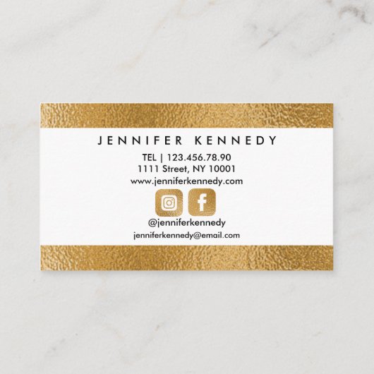 Nageltechniker Salon Gold Metallic Elegant Visitenkarte (Rückseite)