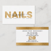 Nageltechniker Salon Gold Metallic Elegant Visitenkarte (Vorne/Hinten)