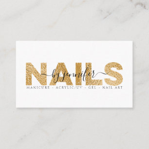 Nageltechniker-Salon Gold Metallisch Elegant Visitenkarte